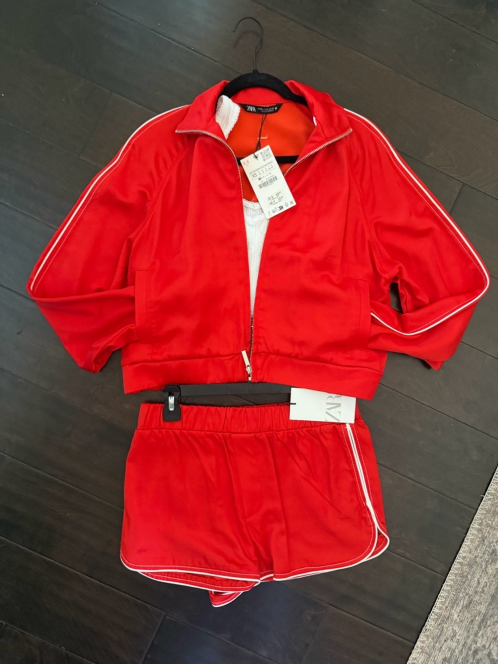 Zara Red Two-Piece Track Jacket & Shorts Set XS/S